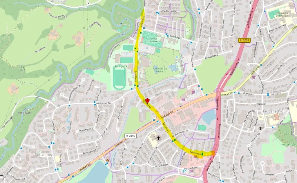 Open Street Map Kartenausschnitt mit Aybühlweg
