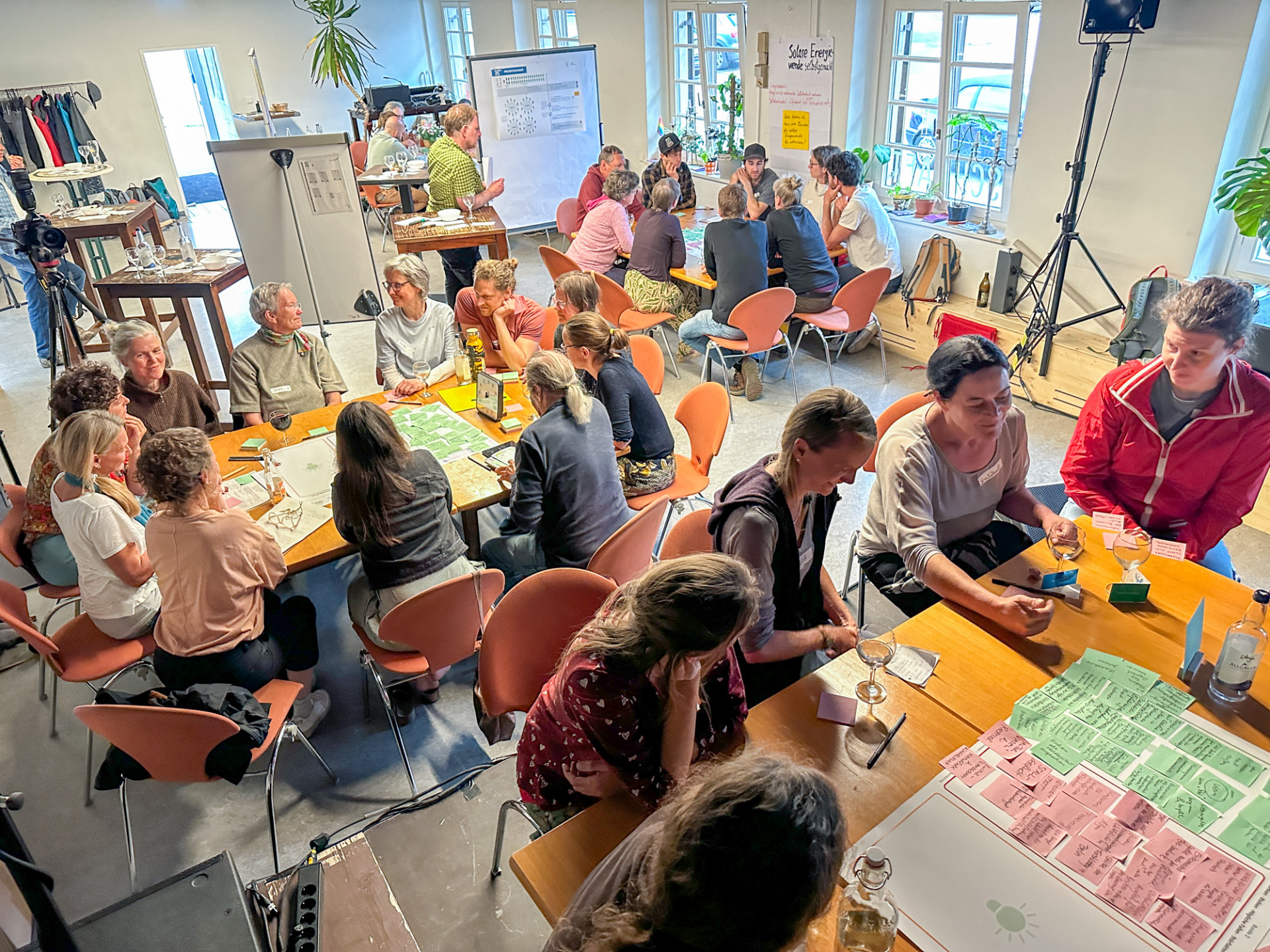 Personen in Gruppen an verschiedenen Tischen